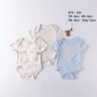 Vêtements en gros, Combinaison d'été à manches courtes pour bébé, Ensemble trois pièces sweat-shirt Triangle Khai