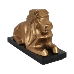 Escultura de León, Figura Metálica Moderna con Base de Mármol para Estante o Mesa de Centro, Decoración Elegante - Product Image 2