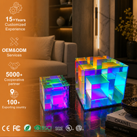 Boîte de cube LED de charge USB Lampe de table stéréoscopique Décoration de bureau Veilleuse Cube acrylique Lumière d'environnement