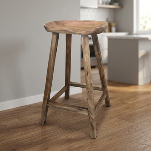 TABURETE DE BAR INDUSTRIAL Y VINTAGE DE MADERA DE MANGO SÓLIDA Y RESISTENTE, DE DISEÑO INDIO, ECOLÓGICO Y DURADERO PARA BAR EN CASA Y RESTAURANTE - Product Image 3