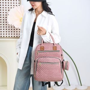 Simple Solid Color Mommy <b>Backpacks</b> <b>Large</b> Capacity Baby Diaper Bags With USB - Product Image 4