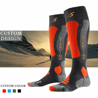 Chaussettes de ski en laine mérinos sur mesure, longues, anti-froid, très élastiques, pour l'alpinisme en extérieur, avec logo intégré