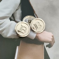 Bouton rond en alliage de zinc avec lettre B gravée pour blazer, tricot, pull, simple, polyvalent, décoratif