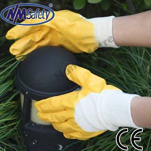 NMSAFETY القطن التعشيق الأصفر النتريل <span class=keywords><strong>3</strong></span>/<span class=keywords><strong>4</strong></span> قفاز مغلف بطبقة محبوك المعصم مكافحة النفط قفازات القفازات الثقيلة - Product Image 6