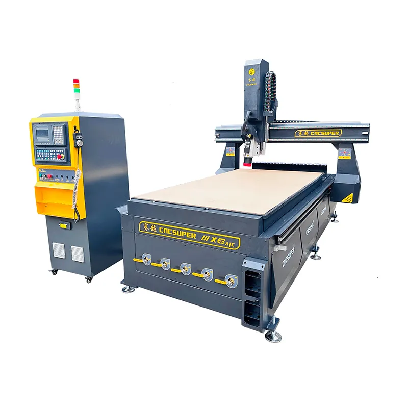 Mesin Cnc 1325 3d 4 sumbu Router Cnc ukiran kayu Atc mesin penggilingan 4 sumbu untuk kabinet furnitur kayu 4 * 8ft Mdf kayu