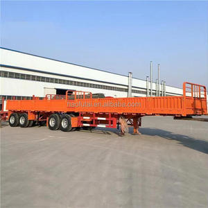 Semi-remorque à plateau latéral en acier à 3 essieux, <span class=keywords><strong>poids</strong></span> à vide de 5,5 tonnes, pour l'exportation d'usine, à vendre - Product Image 1