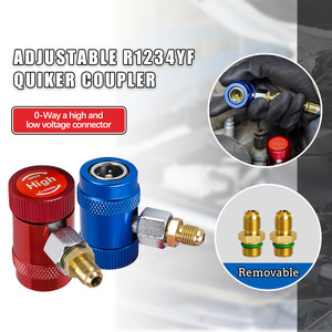 Adaptador de Aire Acondicionado para Automóvil R1234YF, Conector de Latón M12x1.5 de Alta y Baja Presión, Conectores Metálicos Azules y Rojos para Automóvil - Product Image 2