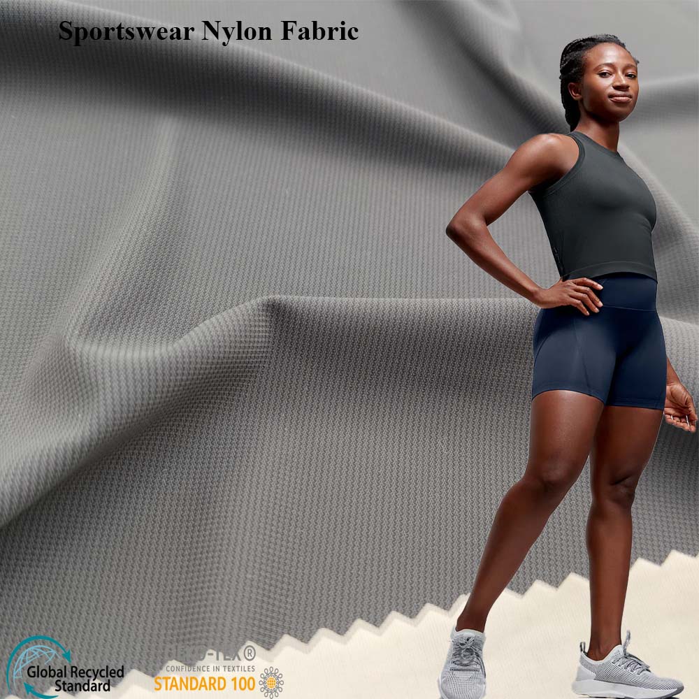 Recycled Quick Dry Knitted Ribbed Stretch Nylon Spandex Outdoor Cycling Fitness Sports Wear Fabric