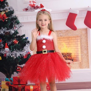 Tutú de Ballet Rojo Navideño, Disfraz de Elfo Navideño para Halloween, Vestido de Malla para Niña con Accesorios - Product Image 2