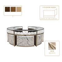 Vitrine d'îlot semi-circulaire moderne pour bijoux, comptoir modulaire en verre incurvé, présentoir de diamants et d'argent pour magasin de détail