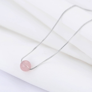 LT-586 Simple fraise cristal rose cristal perle pendentif femme 925 argent <span class=keywords><strong>Sterling</strong></span> usine pour les femmes - Product Image 2