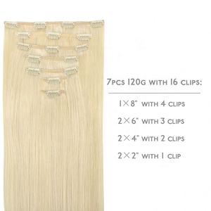 Vente flash : Extensions de cheveux invisibles à clips, 100 % vierges, non traitées, cheveux humains russes, double trame, faciles à appliquer et à retirer - Product Image 2