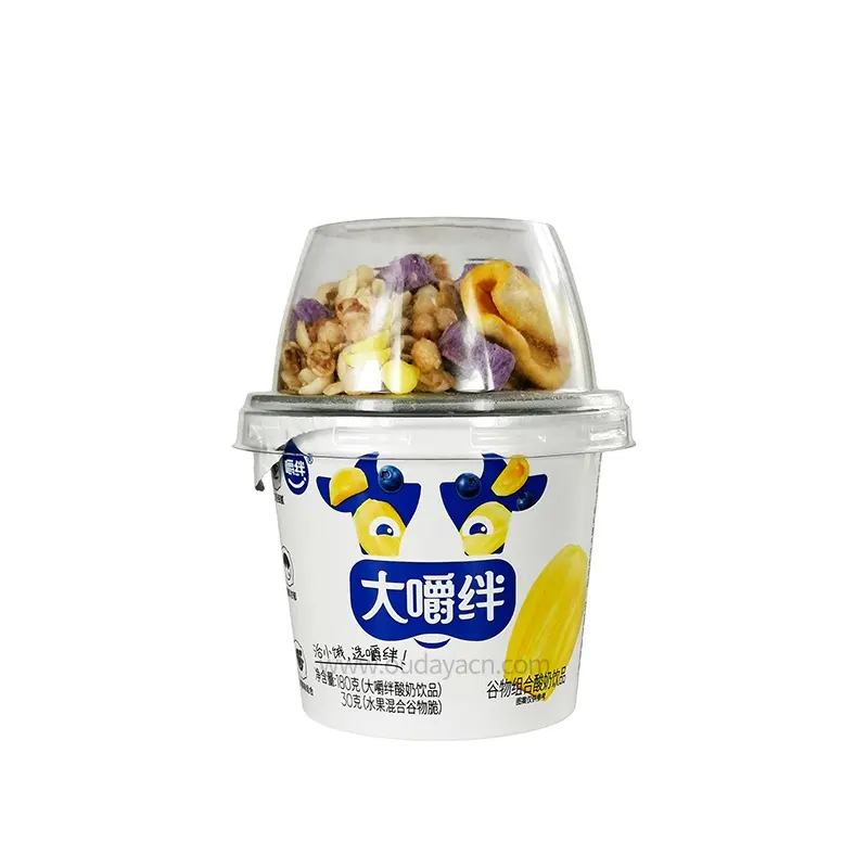 Custom IML 320ml 180g plastic hard frozen yogurt oatmeal cereal cup tub container with dome lids