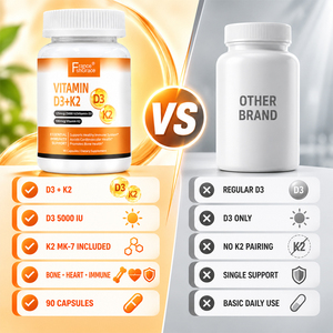 Complément alimentaire à base de plantes Shecome D3+K2, formule personnalisée, soutient la santé cardiaque et la fonction immunitaire, capsules de vitamine D3 K2 - Product Image 4