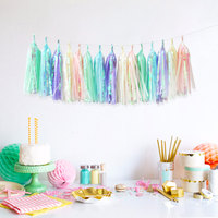 5er-Pack Modell Neon-Film Bunte Große Papierquasten Schillernde Blumen Bänder Hochzeitsraum-Dekoration Party-Dekorationszubehör