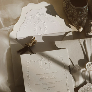 <span class=keywords><strong>Tarjeta</strong></span> de Invitación de Boda con Grabado Floral de Alta Calidad y Prestigio, Papel de Color Marfil Personalizado con Diseño de Sello de Cera, Venta al por Mayor - Product Image 3