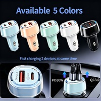 Pengisi Daya Mobil Tahan Api PD 55W Pengisian Cepat dengan Dua Port (Type-C & USB) untuk Adaptor Pemantik Rokok Ponsel