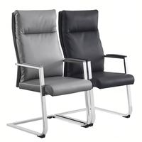 Chaise de bureau de direction à dossier très haut avec accoudoirs rembourrés, base cantilever chromée pour salle de conférence de luxe