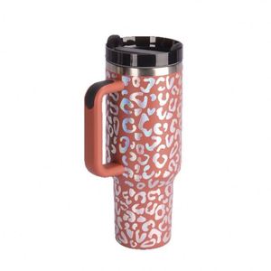 Vaso Térmico para Auto de 40 oz con Logotipo Personalizado OEM al por Mayor, Vaso de Acero Inoxidable al Vacío con Asa, Diseño de Leopardo, para Fiestas, Deportes y Fitness - Product Image 5