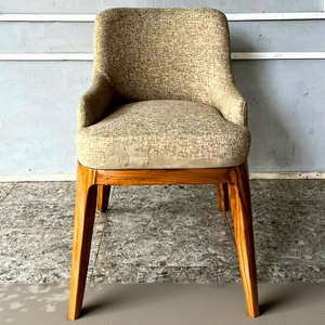 Chaise de salle à manger moderne rembourrée avec accoudoirs, chaise d'appoint en tissu, pieds coniques en bois massif - Product Image 2