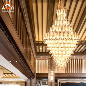 נברשת קריסטל מדורגת יוקרתית - תאורת אווירה מפוארת ללובי של מלון/אולם גדול - Product Image 3