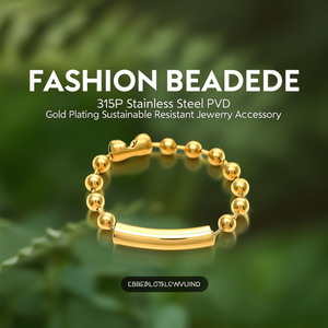 Fashion <b>Beaded</b> <b>Bracelet</b> 316L Stainless Steel PVD <b>Gold</b> Plating Sustainable Resistant Jewelry Accessory - Product Image 3