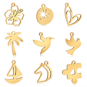 Cocotier Coeur <span class=keywords><strong>Bateau</strong></span> À Voile Fleur En Acier Inoxydable Pendentifs Miroir Poli Charmes pour Bijoux Collier Fournitures En Gros - Product Image 1