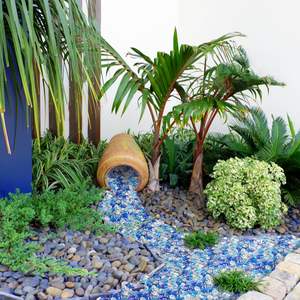 無地の青い防火ガラス小石耐火耐久性環境にやさしい屋外造園用ガーデン装飾 - Product Image 5