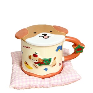 Cute Cartoon Dachshund Ceramic <b>Mug</b> <b>With</b> <b>Lid</b> For Home Gift And Birthday Present - Product Image 1