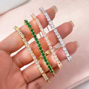 Fashion <b>Bracelet</b> Jewelry Sparkle CZ Zircon <b>Drawstring</b> 18K Gold Plated Trendy Tennis Chain <b>Bracelet</b> for Women - Product Image 1