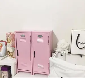 Meubles de poupée rose vif pour filles, armoire métallique de rangement, Mini casier pour jouets