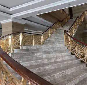 यूरोपीय शैली के सोने की कास्ट एल्यूमीनियम बालुस्ट्रड हैंडरेल सीढ़ी और बालकनी रेलिंग के लिए