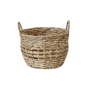 Cesta redonda de jacinto de agua, artesanía hecha a mano, mimbre, decoración del hogar, jacinto de agua, cesta de almacenamiento tejida - Product Image 3