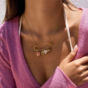 Colliers et pendentifs en acier inoxydable 316L plaqué or 14K et 18K PVD, bijoux fins pour femmes, avec fermoir à clip. - Product Image 2