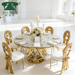 Juego de Mesa de Comedor Redonda Moderna de Acero Inoxidable Blanco para Apartamentos, Fiestas, Eventos y Uso en Hoteles - Product Image 2