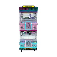 Mini-jouet en peluche pour enfants 4 personnes Grue de centre commercial Machine d'amusement à pièces avec armoire en métal Grue à griffes