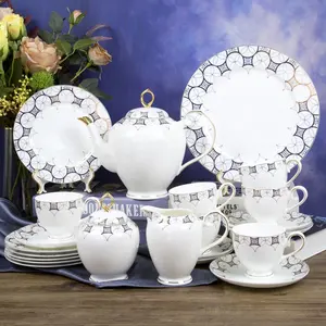 Hete Verkoop Arabische Thee Set Fijne Bone China Theepot Koffiekop Keramische Porseleinen Koffie Thee Set Te Koop Volledig Gouden Op De Knop