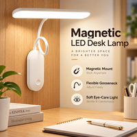 Lampe de bureau LED magnétique portable en ABS, flexible, avec col de cygne, pour la lecture et la protection des yeux, idéale pour l'étude, le bureau, la chambre et le dortoir