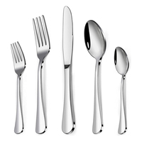 Ensemble de couverts écologiques en acier inoxydable 410, ensemble de couverts modernes pour mariage avec finition miroir haute brillance, couteau à steak, fourchette, cuillère