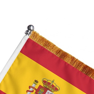 Bandera <span class=keywords><strong>de</strong></span> Escritorio Personalizada <span class=keywords><strong>de</strong></span> <span class=keywords><strong>España</strong></span> 14x21cm con Borde Dorado y Base Metálica Atornillable, Sublimación, Venta al por Mayor, Decoración <span class=keywords><strong>de</strong></span> Oficina para el Día Nacional del 12 <span class=keywords><strong>de</strong></span> Octubre - Product Image 2