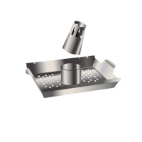 Soporte para asador de pollo Soporte para latas de pollo y cerveza entero de acero inoxidable con soporte para 4 pinchos Soporte extraíble