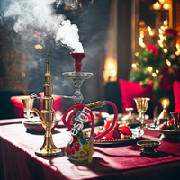 Set Shisha kaca Hookah Shisha cat tangan grosir hubkahs kualitas Premium portabel untuk dekorasi pesta penjualan Sukkah Modern terbaru