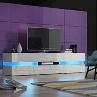 Meuble TV Unité de console TV 2 portes 2 tiroirs Armoires de rangement avec LED RGB Supports de télévision éclairés