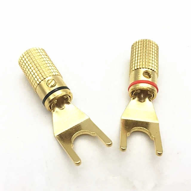Banana Plug Gold Plated Copper Y-Type U Y Spade Speaker Male Plugs Adapter Banana Plug Wire Cable Connectors