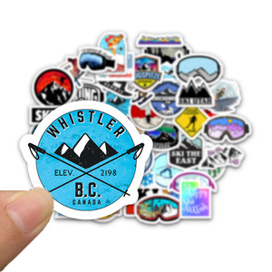 50 pièces neige aller <span class=keywords><strong>Ski</strong></span> personnalisé PVC autocollants 3D Graffiti ordinateur portable Skateboard guitare Pegatinas jet d'encre étanche hiver <span class=keywords><strong>autocollant</strong></span> - Product Image 3