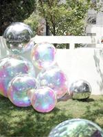 Ballon miroir gonflable réfléchissant violet brillant en PVC, sphère flottante, décoration d'événement géante, directement de l'usine