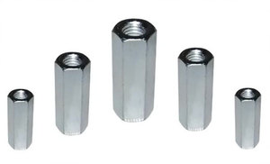 Hex Nut M10 Metric 18mm Length Zinc Plated Fully <b>Threaded</b> Class 8.8 for Pipe Nipple Gas Installation - Product Image 3