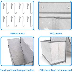 Grey 2 Pack Collapsible Closet <b>Shelves</b> Storage Bag 4 <b>Shelf</b> Over the Door Hanging Organizer - Product Image 3