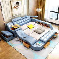 Lit King Size Ergonomique et Moderne, Meuble de Lit Intelligent et Tendance