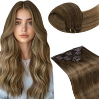 Luxsea Cheveux Humains Vierges Chinois Remy Naturels Lisses Super Double Drawn Blond Clair Naturel Balayage Teinté Sans Couture Clip-in